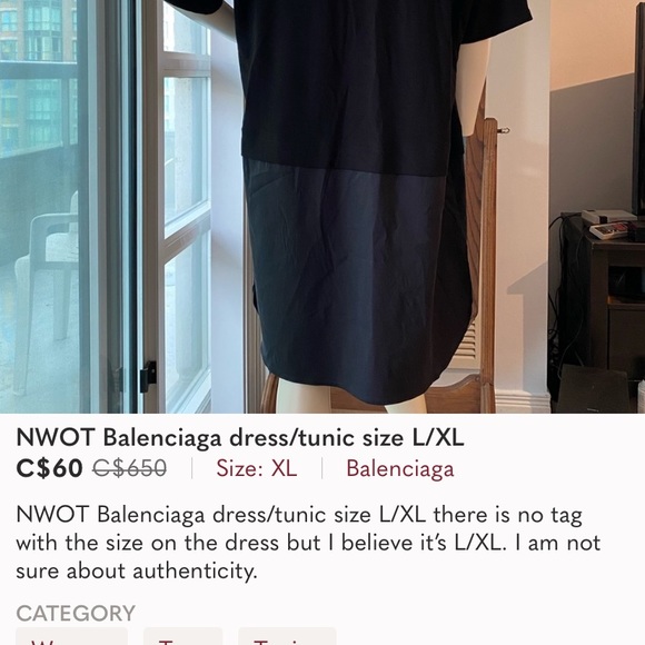 NWOT Balenciaga dress/tunic size L/XL - Picture 6 of 6
